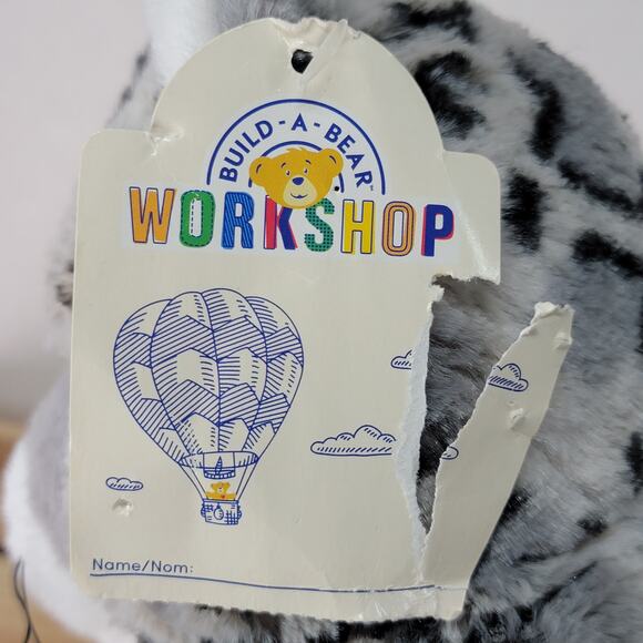 BAB Build-A-Bear Grey & White Snow Leopard in Blue Dress (NO shoes) w/ Tag - Picture 4 of 6